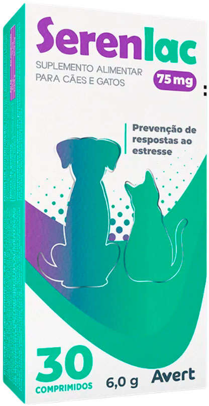 Suplemento Alimentar Avert Serenlac 75 mg para Cães e Gatos - 30 Cápsula