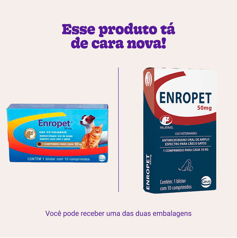 Antibiótico Ceva Enropet 50 mg - 10 Comprimidos