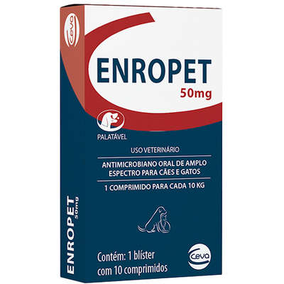 Antibiótico Ceva Enropet 50 mg - 10 Comprimidos