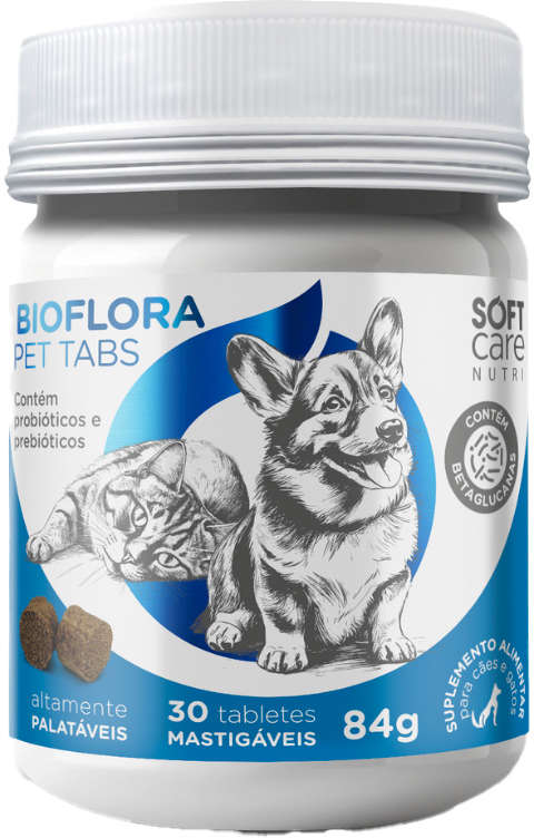 Suplemento Alimentar Soft Care Nutri Bioflora Pet Tab - 30 Tabletes