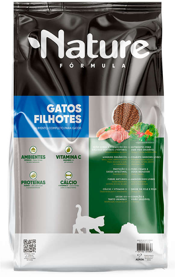 Ração Seca Alinutri Nature Fórmula Super Premium Para Gatos Filhotes Sabor Proteínas Selecionadas - 10Kg
