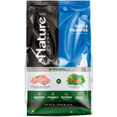 Ração Seca Alinutri Nature Fórmula Super Premium Para Gatos Filhotes Sabor Proteínas Selecionadas