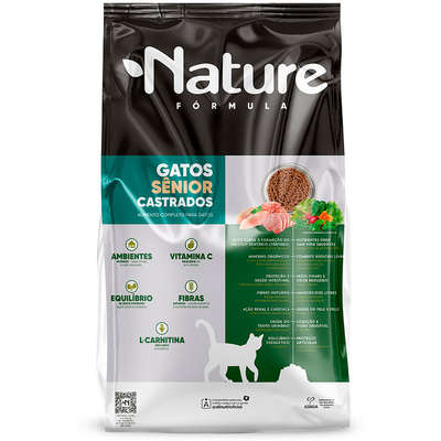 Ração Seca Alinutri Nature Fórmula Super Premium Para Gatos Sênior Castrados Sabor Proteínas Selecionadas