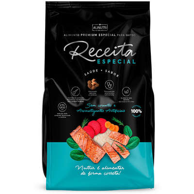 Ração Seca Alinutri Receita Especial Premium para Gatos Filhotes Sabor Salmão