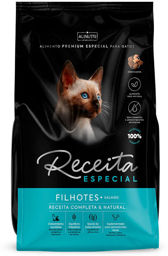 Ração Seca Alinutri Receita Especial Premium para Gatos Filhotes Sabor Salmão - 3Kg