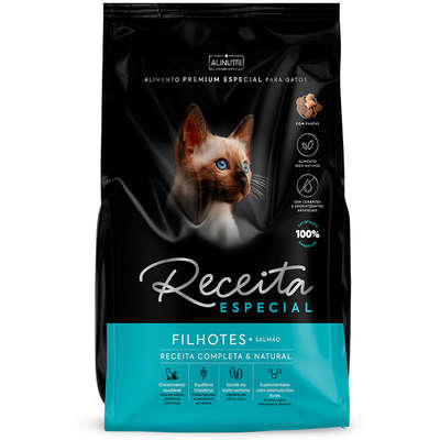 Ração Seca Alinutri Receita Especial Premium para Gatos Filhotes Sabor Salmão