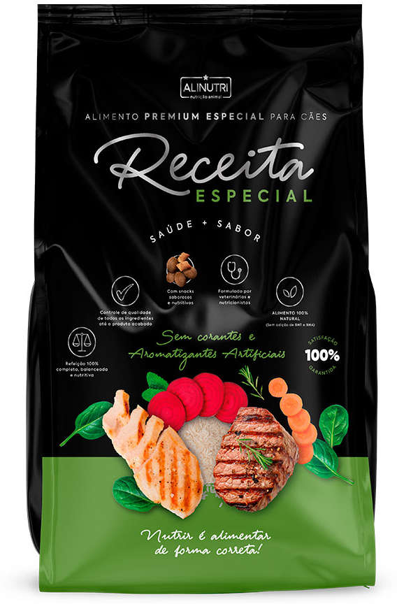Ração Seca Alinutri Receita Especial Premium para Cães Adultos de Porte Grande - 15Kg