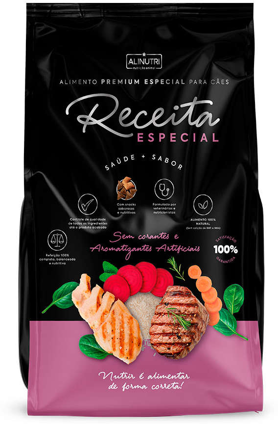 Ração Seca Alinutri Receita Especial Premium para Cães Adultos de Porte Pequeno e Médio - 10Kg