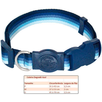 Coleira Ajustável São Pet Degradê Azul