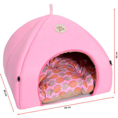 Cama Tenda São Pet Texas Tropical Rosa”