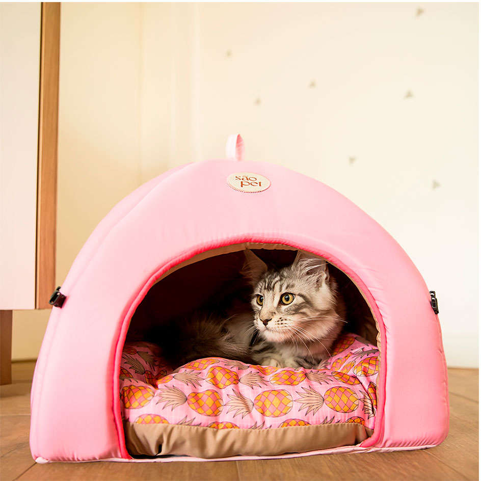 Cama Tenda São Pet Texas Tropical Rosa - Tam. Único