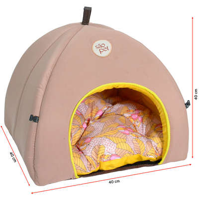 Cama Tenda São Pet Texas Tropical Bege