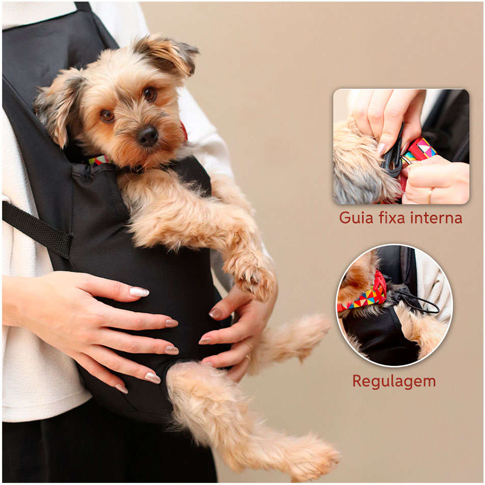 Bolsa de Transporte São Pet Frontal para Pets Preta - N2