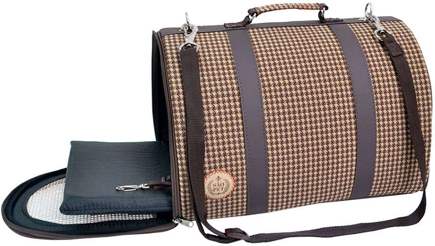 Bolsa de Transporte São Pet Pied de Poule Marrom - N2