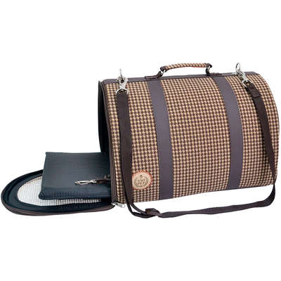 Bolsa de Transporte São Pet São Pet Pied de Poule Marrom