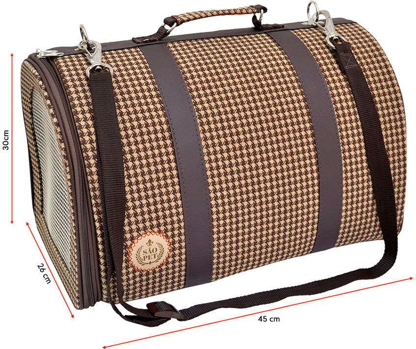 Bolsa de Transporte São Pet Pied de Poule Marrom - N2