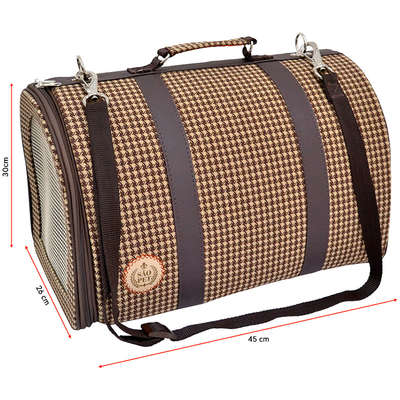 Bolsa de Transporte São Pet São Pet Pied de Poule Marrom