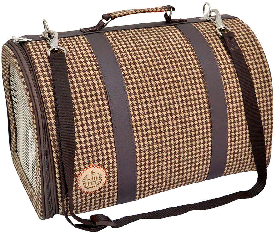 Bolsa de Transporte São Pet Pied de Poule Marrom - N2