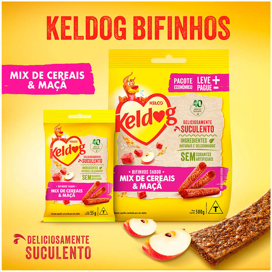 Bifinho Keldog para Cães Sabor Mix de Cereais e Maçã - 500 g
