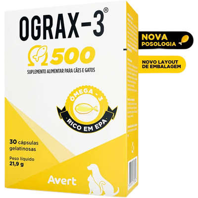 Suplemento Avert Ograx-3 500 para Cães e Gatos