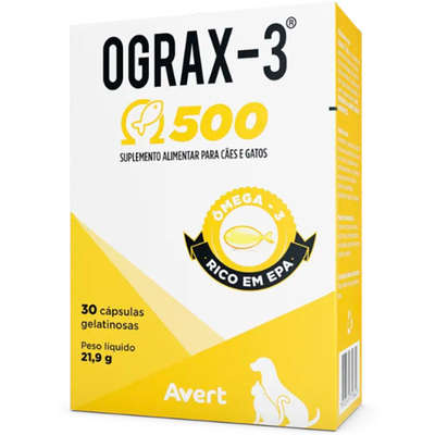 Suplemento Avert Ograx-3 500 para Cães e Gatos