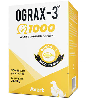 Suplemento Avert Ograx-3 1000 para Cães e Gatos