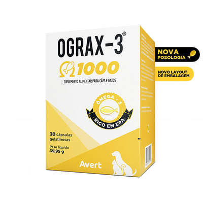 Suplemento Avert Ograx-3 1000 para Cães e Gatos