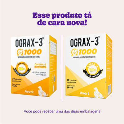 Suplemento Avert Ograx-3 1000 para Cães e Gatos