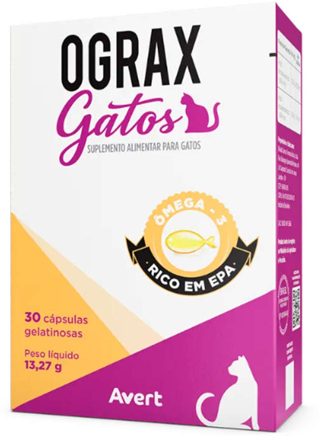 Suplemento Avert Ograx para Gatos - 30 Cápsulas