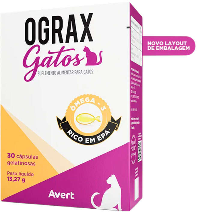 Suplemento Avert Ograx para Gatos - 30 Cápsulas
