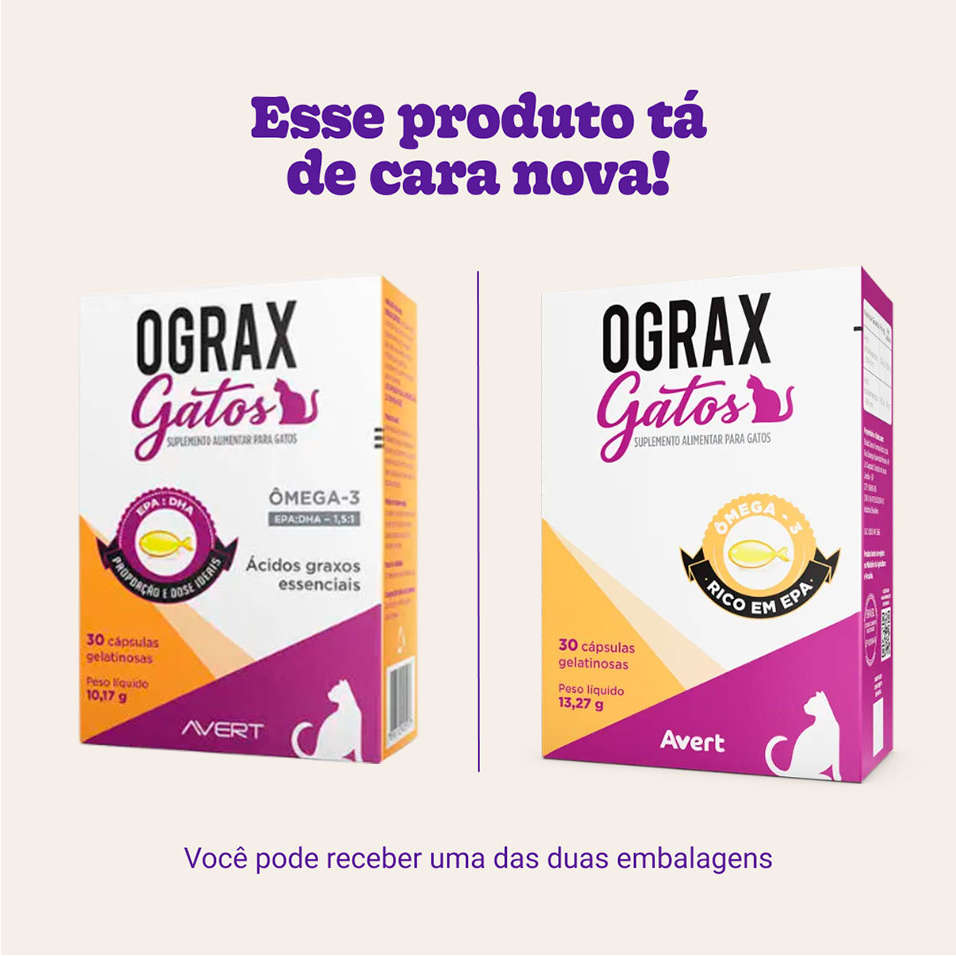 Suplemento Avert Ograx para Gatos - 30 Cápsulas