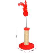 Brinquedo Arranhador São Pet Redondo em Pelúcia Vermelho - Tam. P