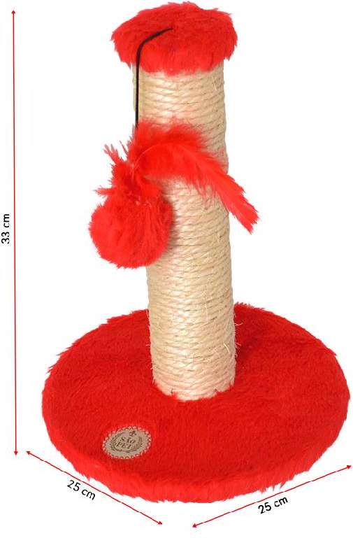 Brinquedo Arranhador São Pet Redondo em Pelúcia Vermelho - Tam. M