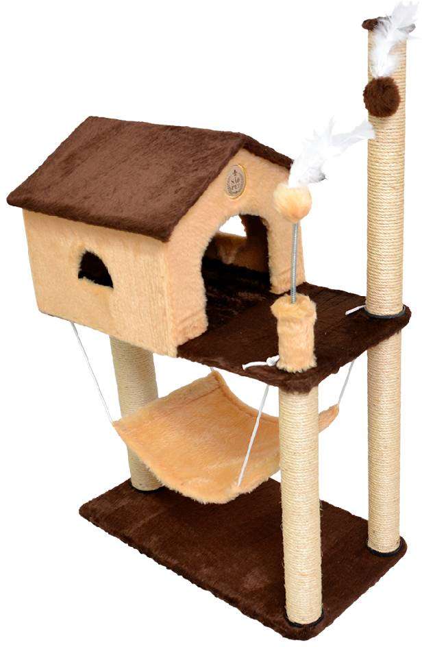 Brinquedo Arranhador Casa e Rede Marrom e Bege - Tam. Único