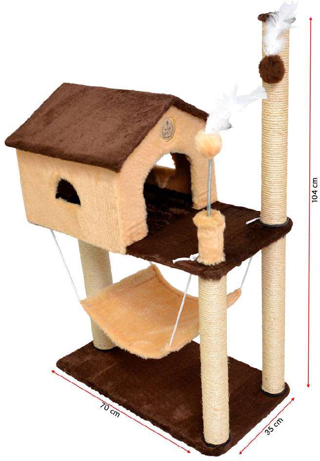 Brinquedo Arranhador Casa e Rede Marrom e Bege - Tam. Único