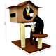 Brinquedo Arranhador Casa e Pedestal Marrom e Bege