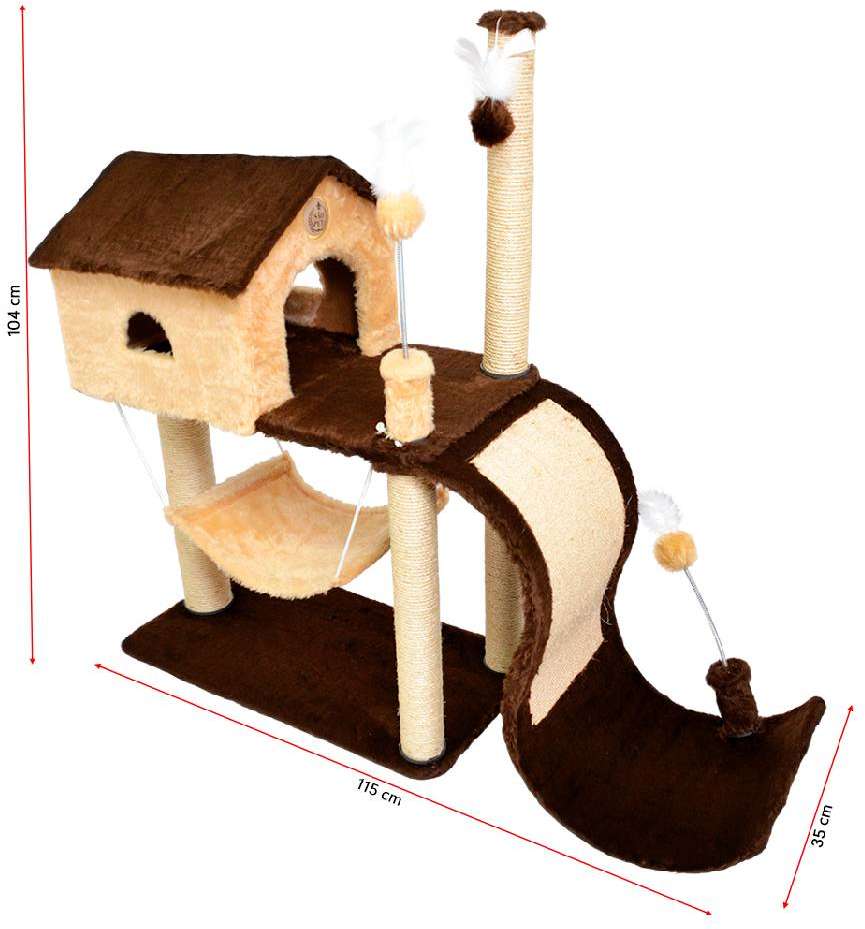 Brinquedo Arranhador Casa e Tobogã Marrom e Bege - Tam. Único