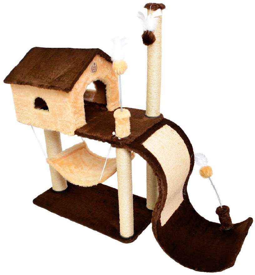 Brinquedo Arranhador Casa e Tobogã Marrom e Bege - Tam. Único