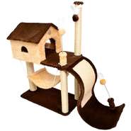 Brinquedo Arranhador Casa e Tobogã Marrom e Bege - Tam. Único