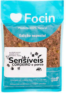 Ração Congelada Focin Alimentação Completa para Cães com Hipersensibilidade Sabor Cordeiro e Porco - 250 g