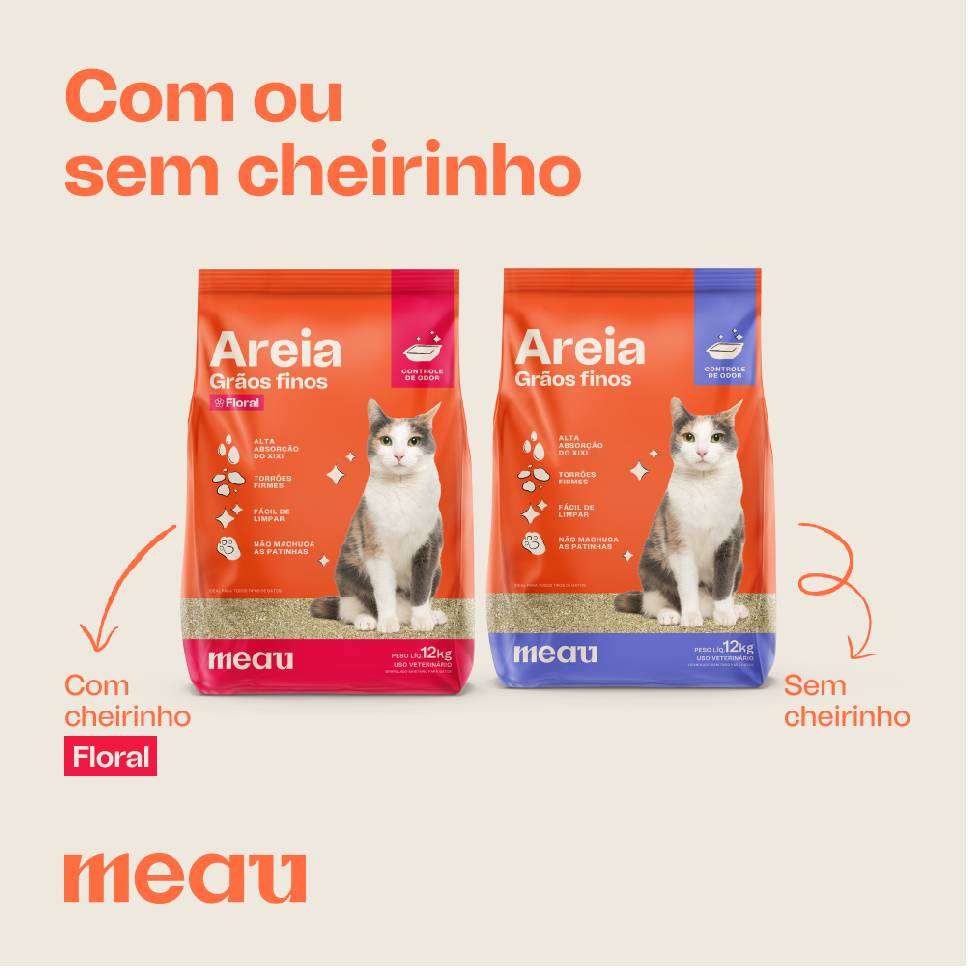 Areia Sanitária Meau Grãos Finos para Gatos - 12Kg