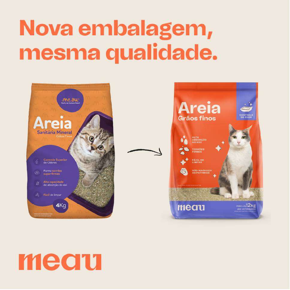 Areia Sanitária Meau Grãos Finos para Gatos - 12Kg
