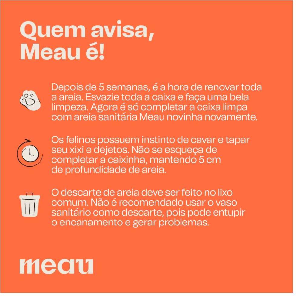 Areia Sanitária Meau Grãos Finos para Gatos - 4Kg