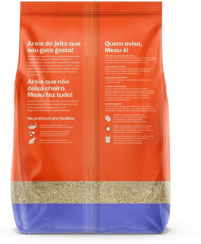 Areia Sanitária Meau Grãos Finos para Gatos - 4Kg