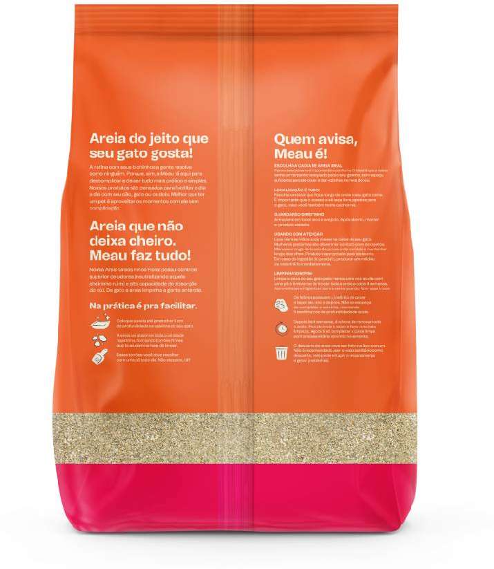 Areia Sanitária Meau Grãos Finos Perfume Floral para Gatos - 4Kg