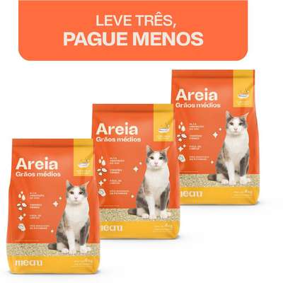 Areia Sanitária Meau Grãos Médios para Gatos