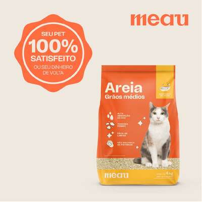 Areia Sanitária Meau Grãos Médios para Gatos