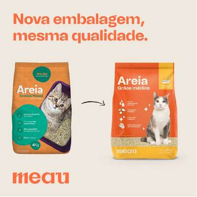Areia Sanitária Meau Grãos Médios para Gatos