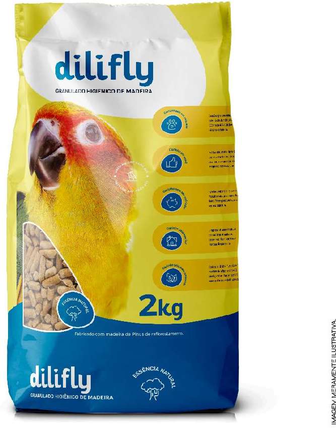 Granulado Higiênico de Madeira DiliFly Premium - 2Kg
