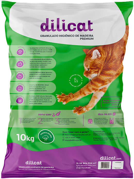 Granulado Higiênico de Madeira Dilicat - 10Kg